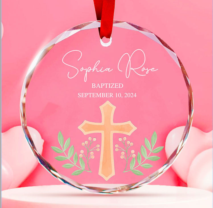 Personalized Baptism Glass Christmas Ornament, Confirmation Gift for Child - image 8