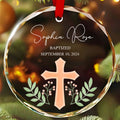 Personalized Baptism Glass Christmas Ornament, Confirmation Gift for Child