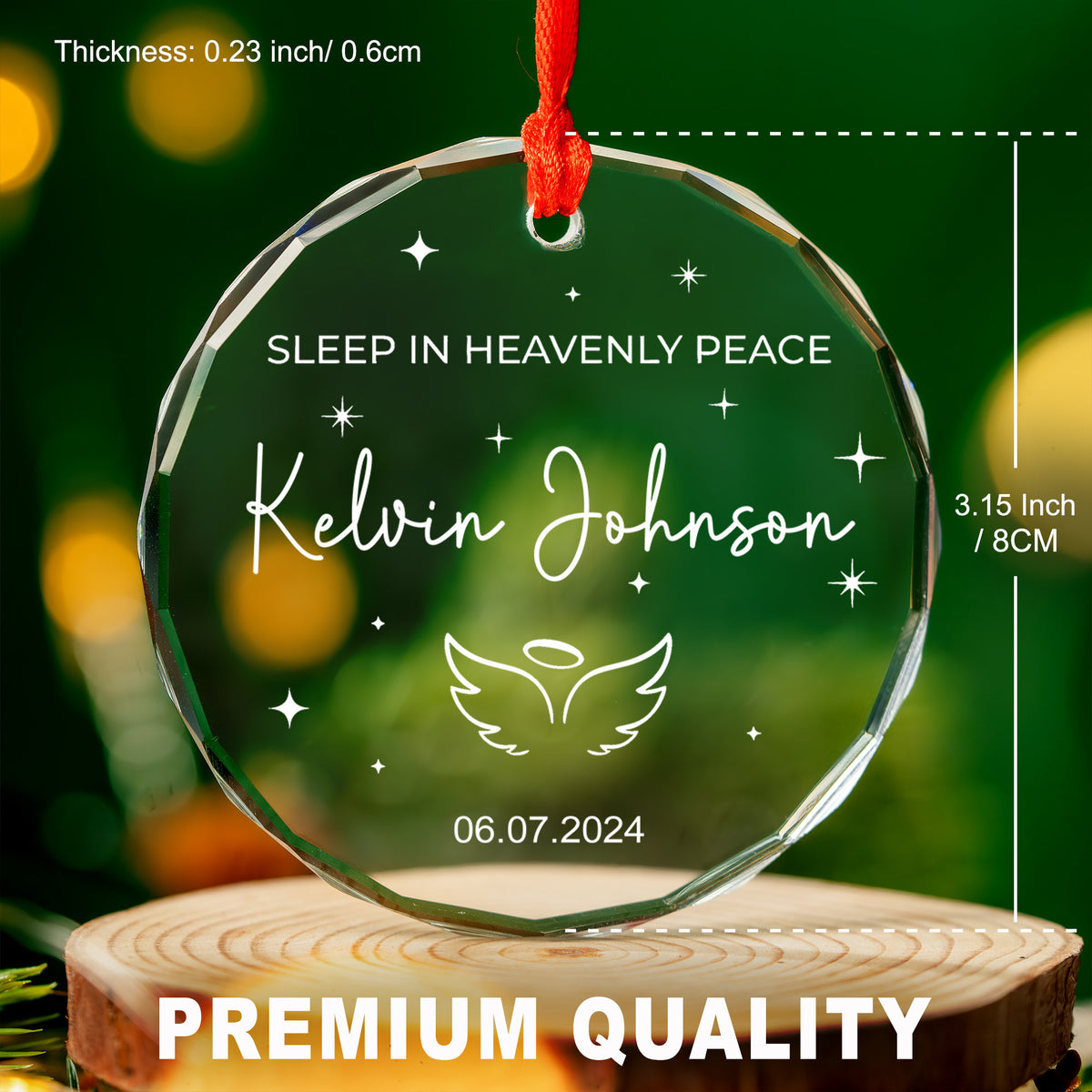 Personalized Sleep in Heavenly Peace Baby Memorial Glass Christmas Ornament, Infant Loss Gift - image 2