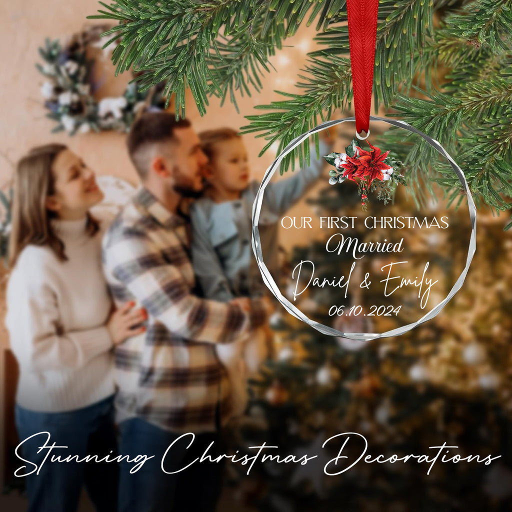Personalized Wedding Date Glass Christmas Ornament, Anniversary Gift for Couple - image 6