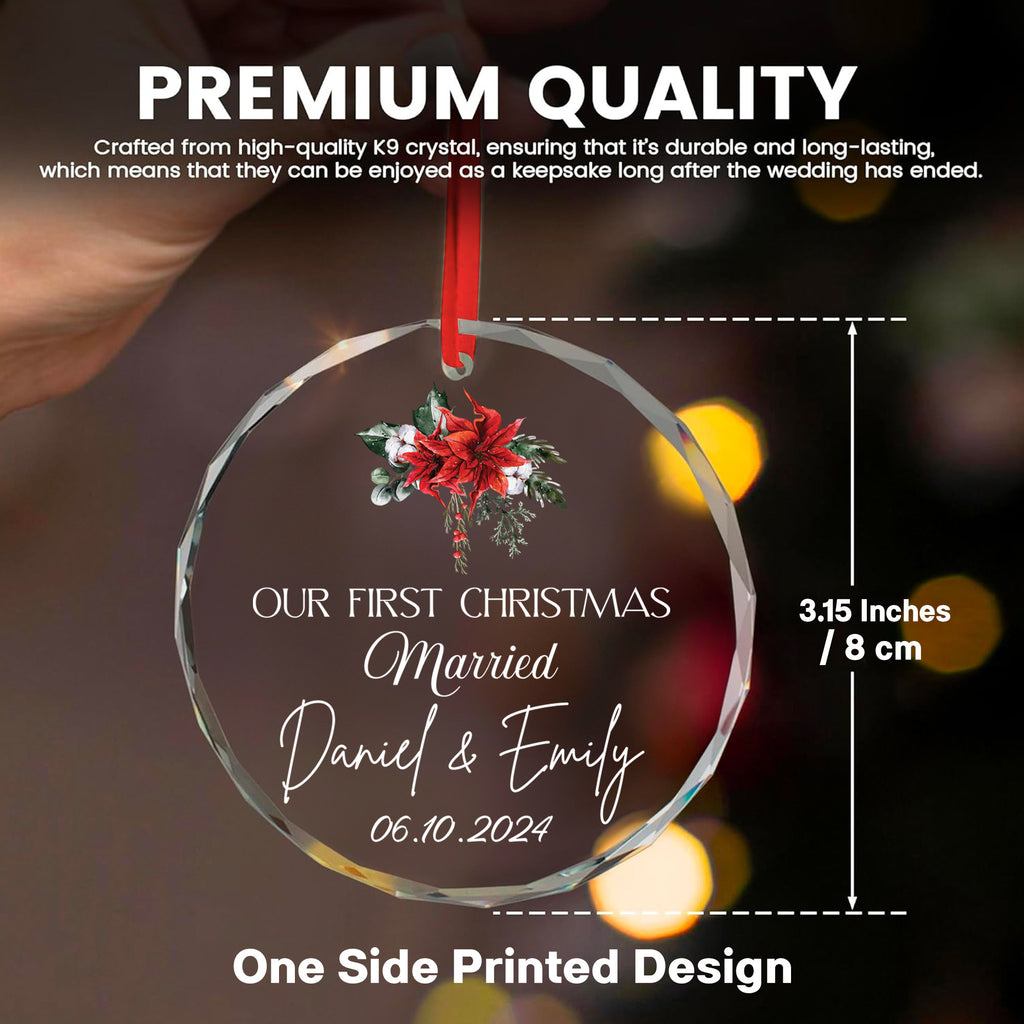 Personalized Wedding Date Glass Christmas Ornament, Anniversary Gift for Couple - image 7