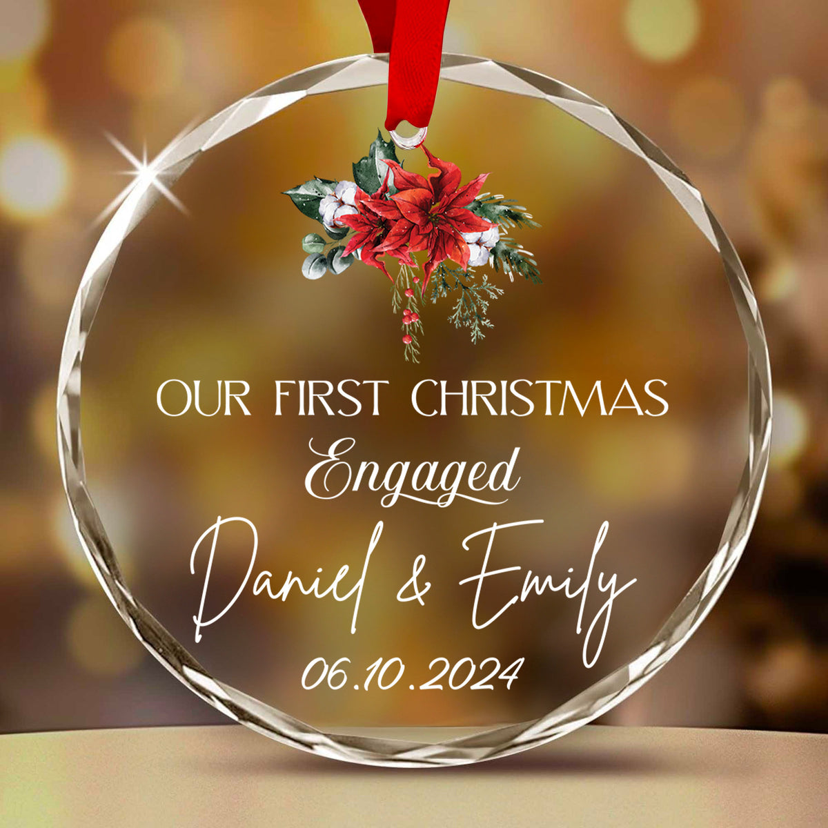 Personalized Wedding Date Glass Christmas Ornament, Anniversary Gift for Couple - image 9