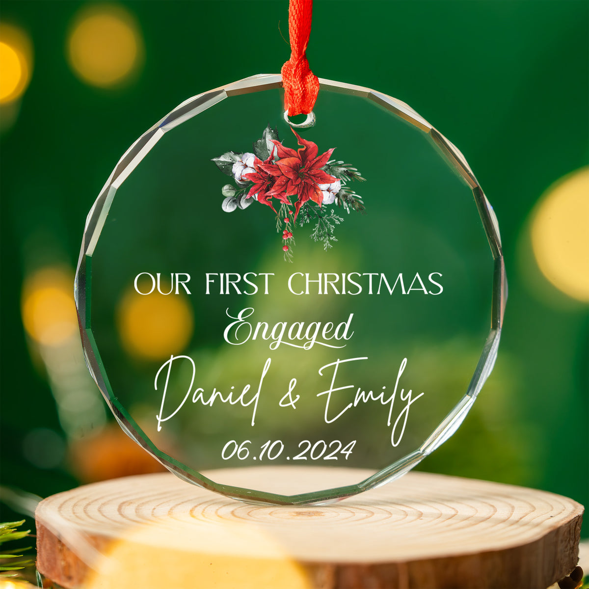 Personalized Wedding Date Glass Christmas Ornament, Anniversary Gift for Couple - image 12