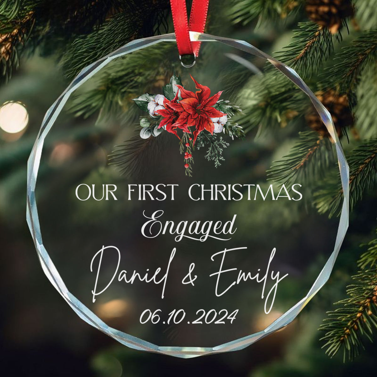 Personalized Wedding Date Glass Christmas Ornament, Anniversary Gift for Couple - image 10