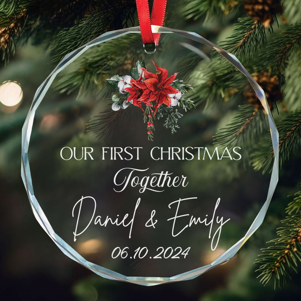 Personalized Wedding Date Glass Christmas Ornament, Anniversary Gift for Couple - image 14