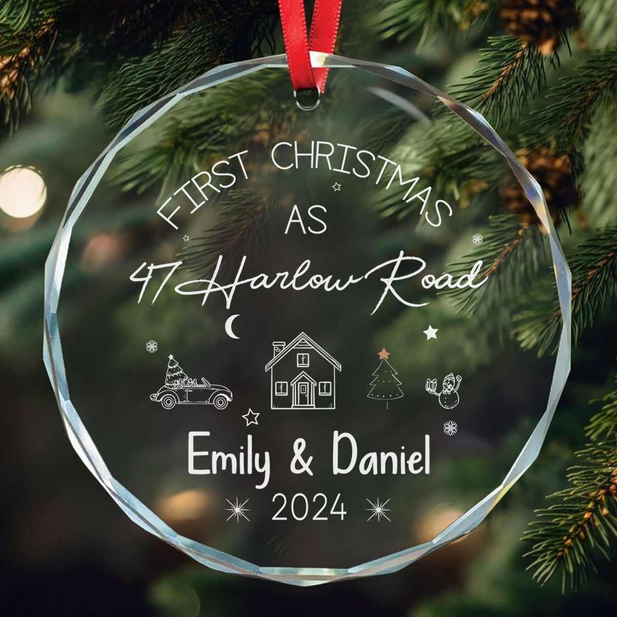 Personalized New Home Glass Christmas Ornament with Address, Realtor Client Gift - image 2