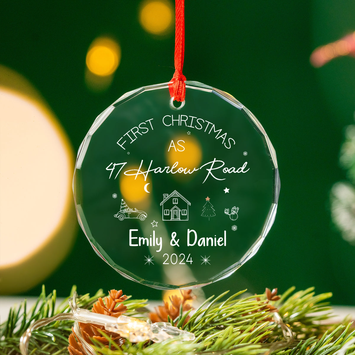Personalized New Home Glass Christmas Ornament with Address, Realtor Client Gift - image 3
