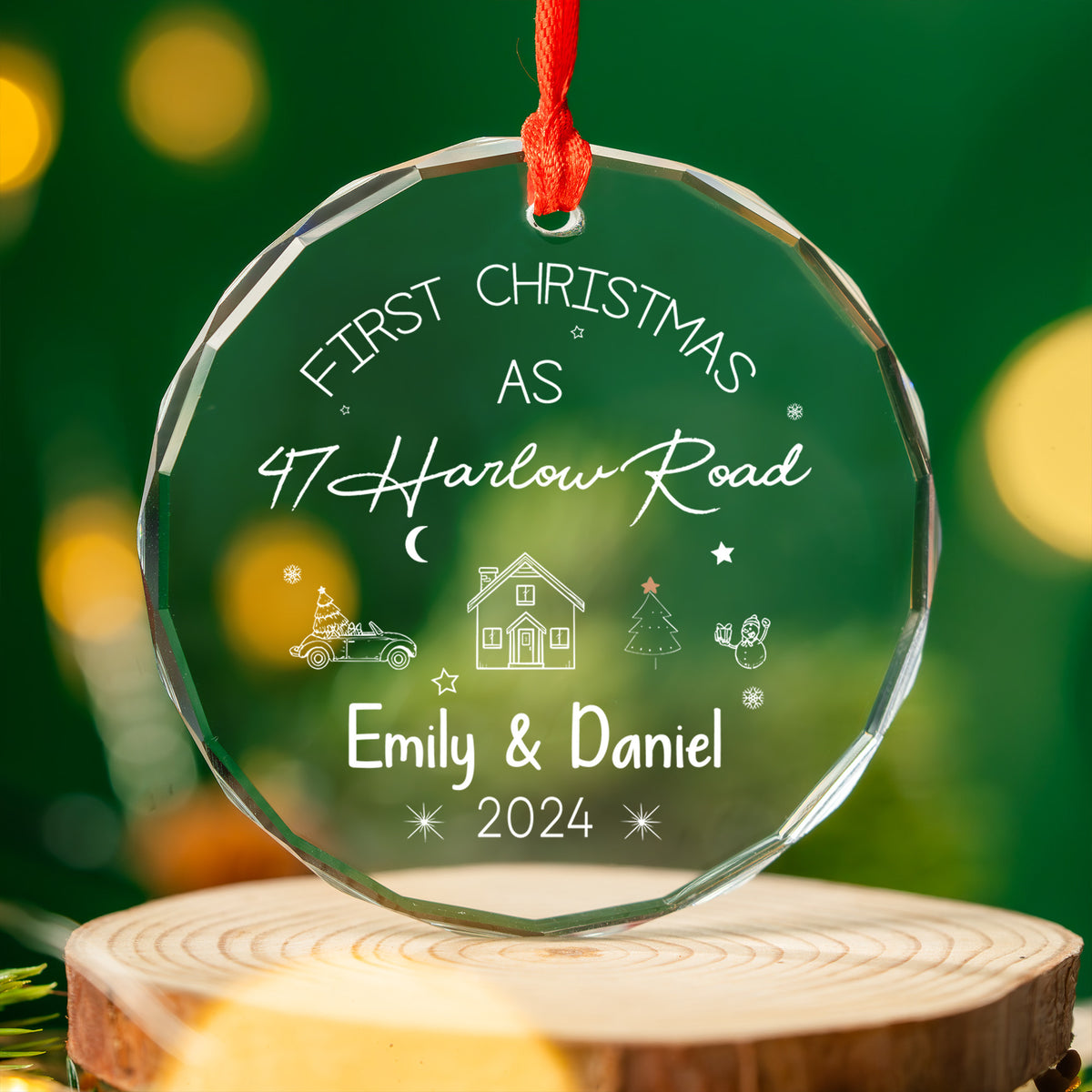 Personalized New Home Glass Christmas Ornament with Address, Realtor Client Gift - image 4
