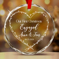 Personalized Heart First Christmas as Engaged Glass Ornament, Engagement Gift