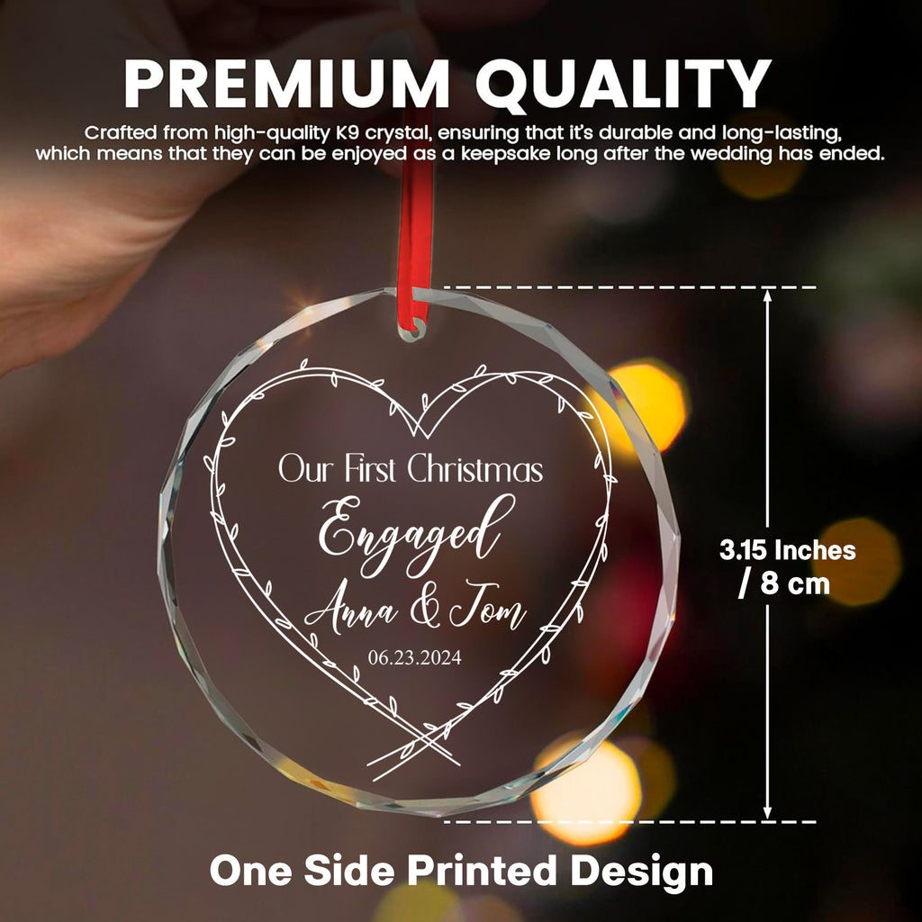 Personalized Heart First Christmas as Engaged Glass Ornament, Engagement Gift - image 7