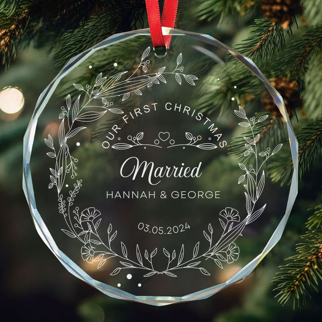 Personalized Newlywed Glass Christmas Ornament 2026, Married Engaged or Together Gift - image 2