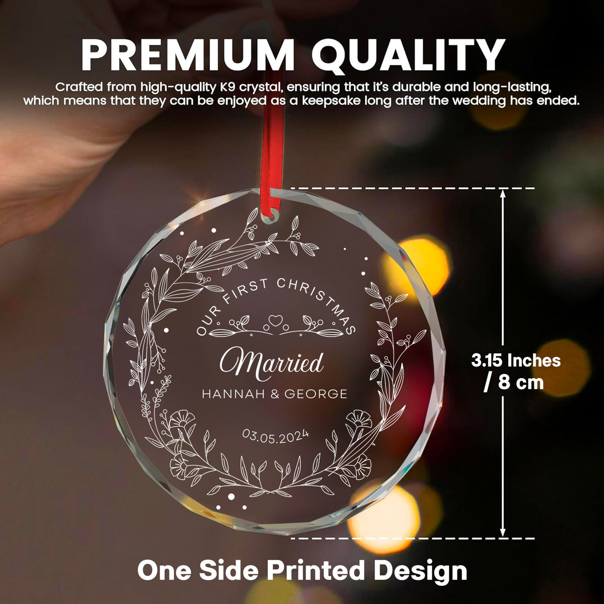 Personalized Newlywed Glass Christmas Ornament 2026, Married Engaged or Together Gift - image 7
