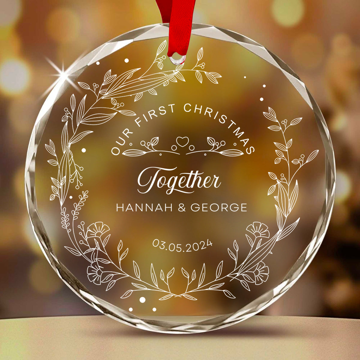 Personalized Newlywed Glass Christmas Ornament 2026, Married Engaged or Together Gift - image 13