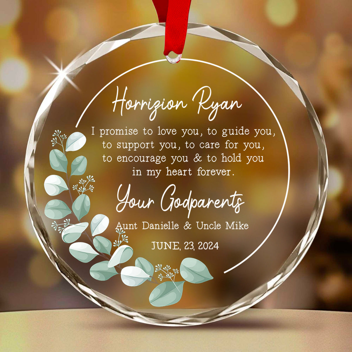 Personalized Baptism Glass Christmas Ornament, Confirmation Gift