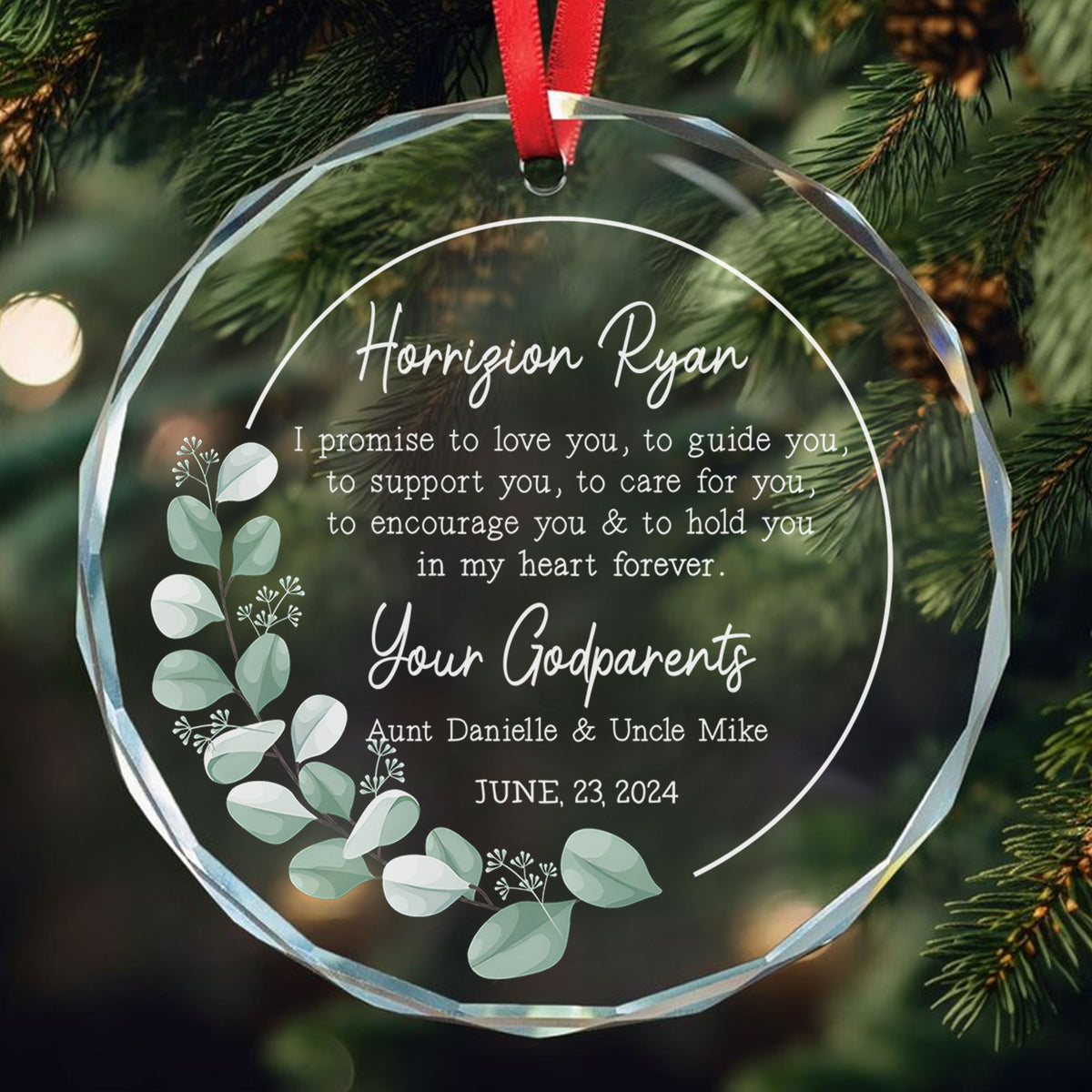 Personalized Baptism Glass Christmas Ornament, Confirmation Gift - image 2
