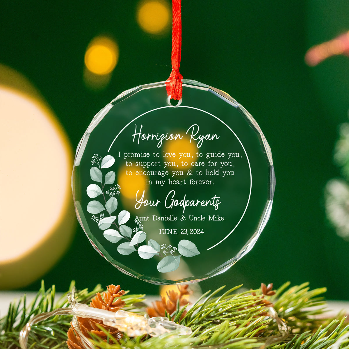 Personalized Baptism Glass Christmas Ornament, Confirmation Gift - image 3