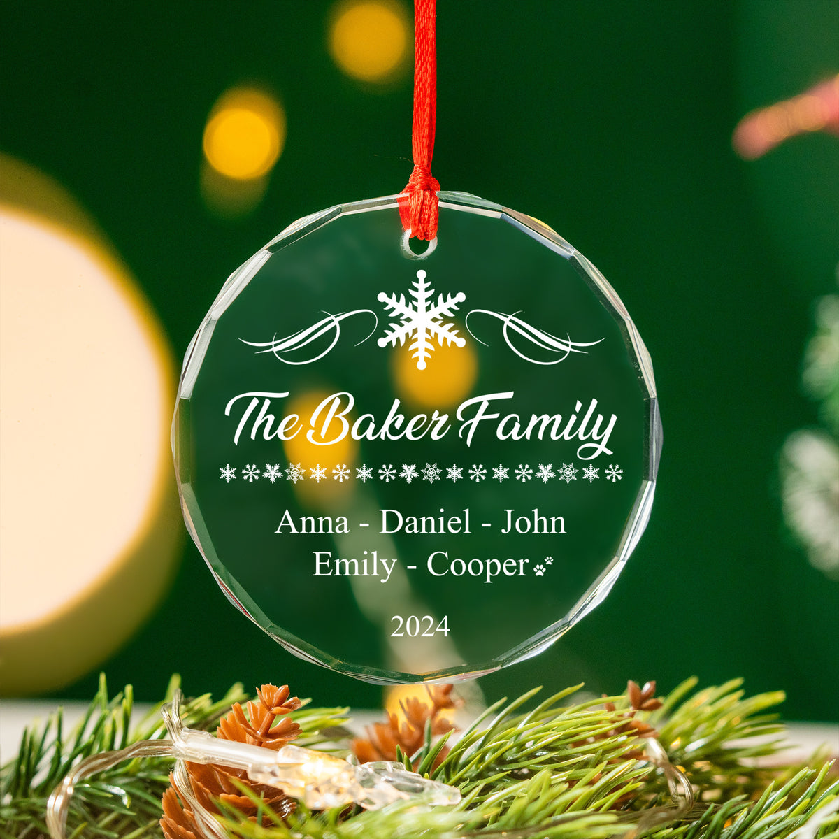 Personalized Family Members Glass Christmas Ornament, Family Name Gift - image 3