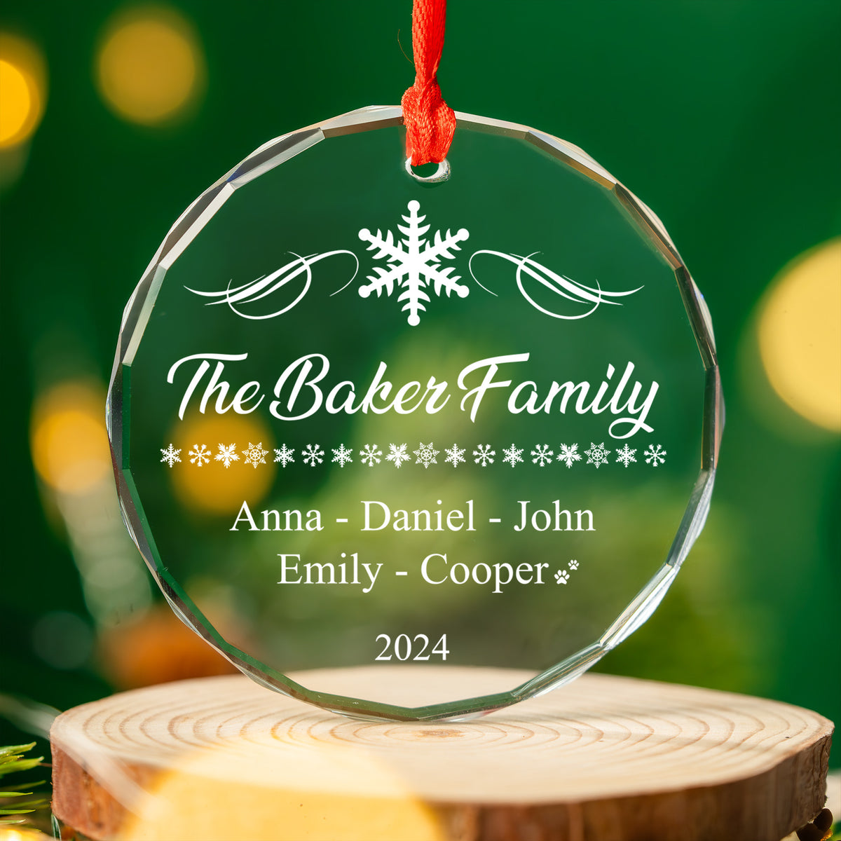 Personalized Family Members Glass Christmas Ornament, Family Name Gift - image 4