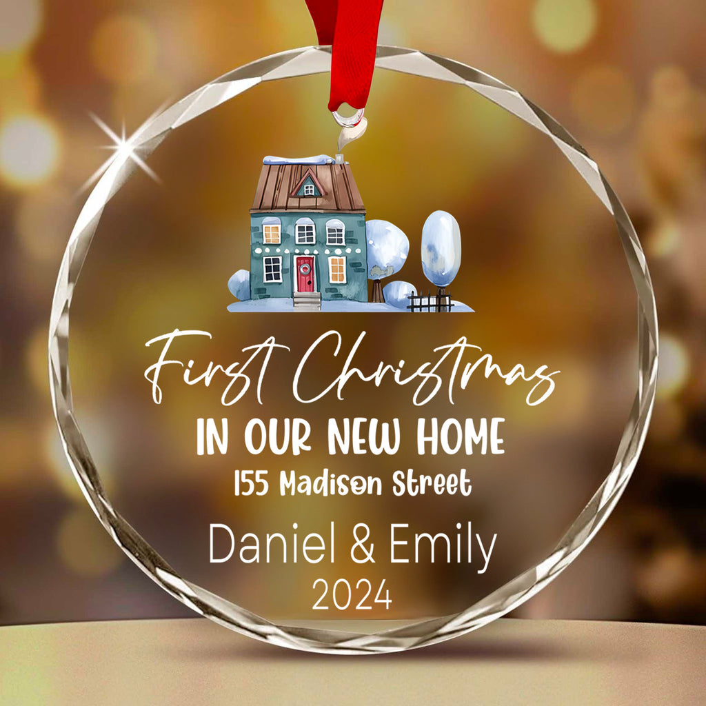 Personalized New Home Glass Christmas Ornament, Housewarming or Realtor Gift