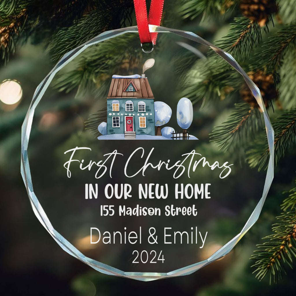 Personalized New Home Glass Christmas Ornament, Housewarming or Realtor Gift - image 2