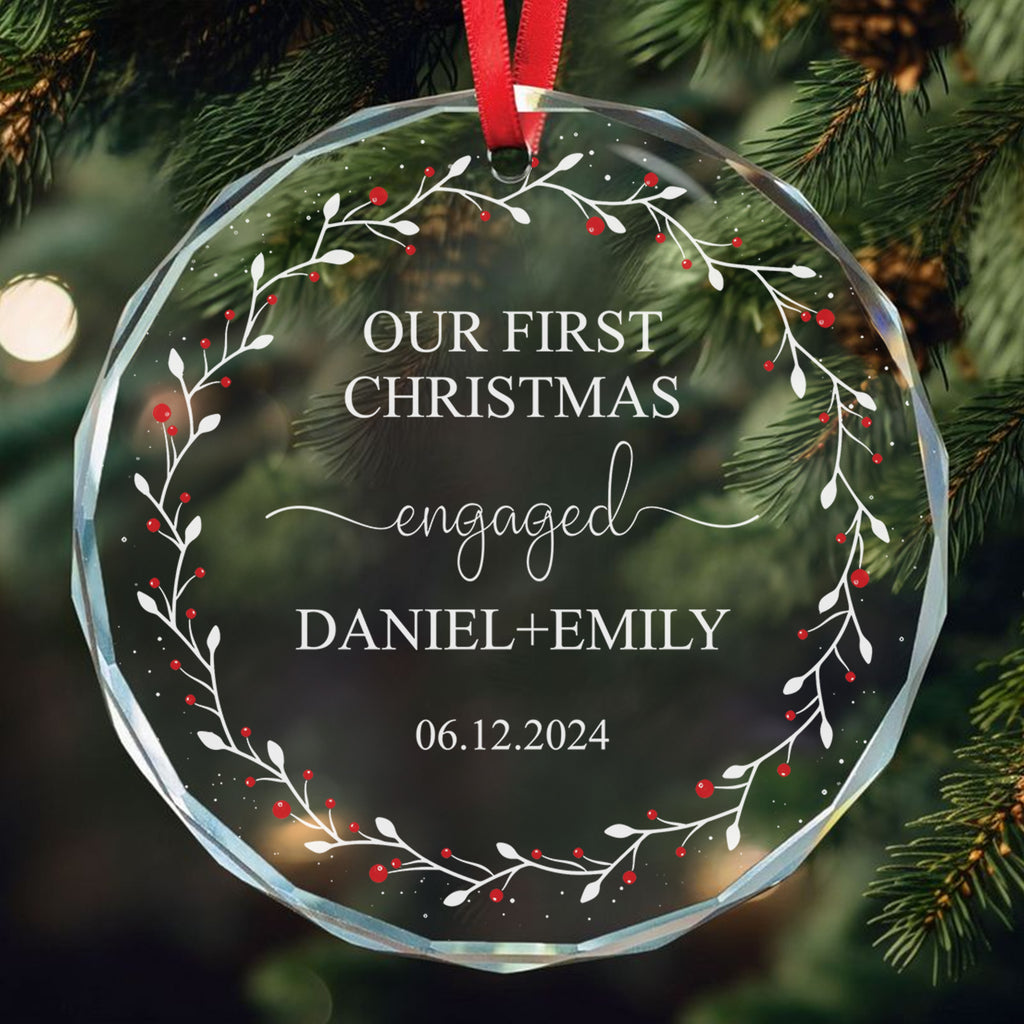 Personalized First Christmas Engaged Glass Ornament 2026, Engagement Gift - image 2