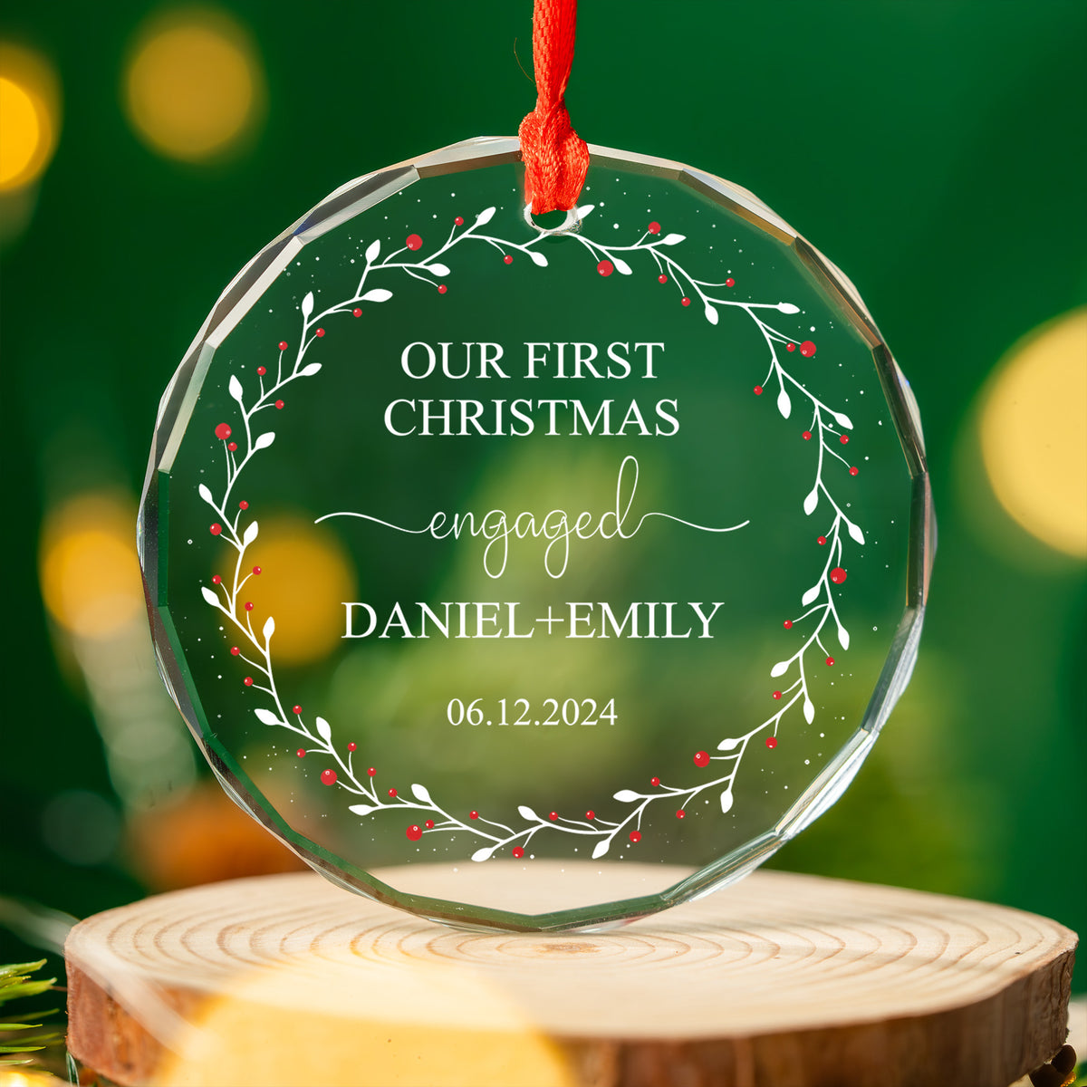 Personalized First Christmas Engaged Glass Ornament 2026, Engagement Gift - image 4