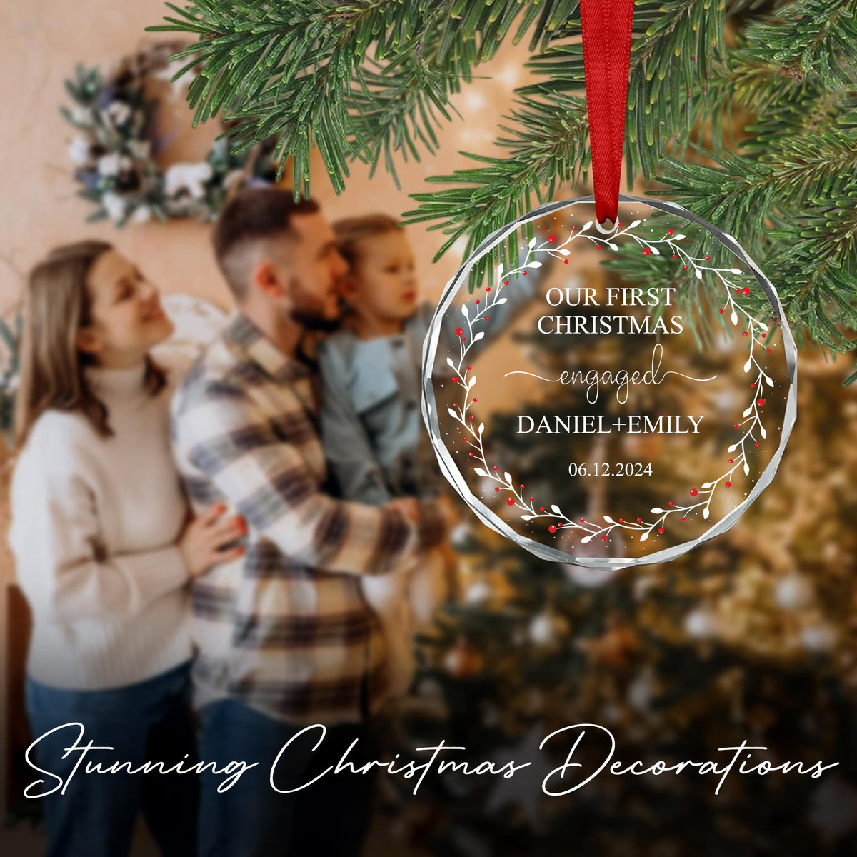 Personalized First Christmas Engaged Glass Ornament 2026, Engagement Gift - image 6