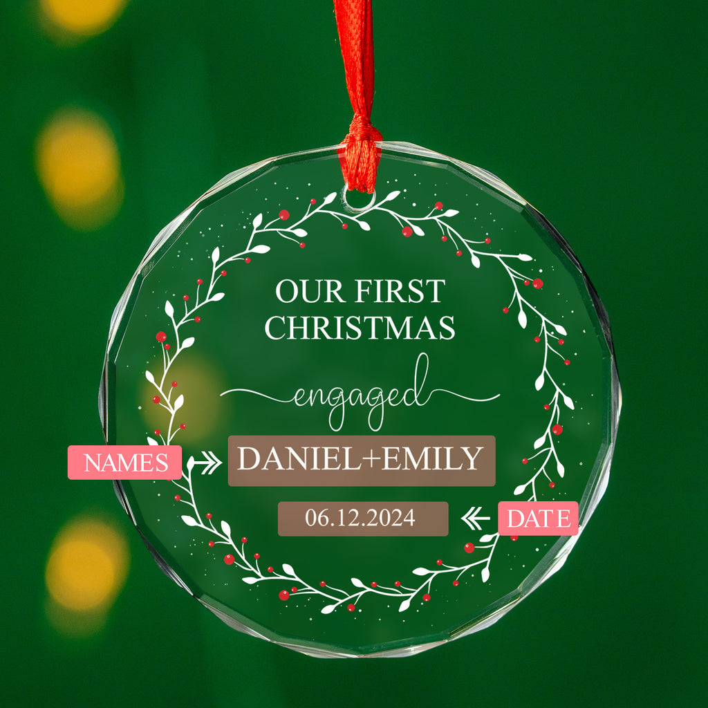 Personalized First Christmas Engaged Glass Ornament 2026, Engagement Gift - image 8