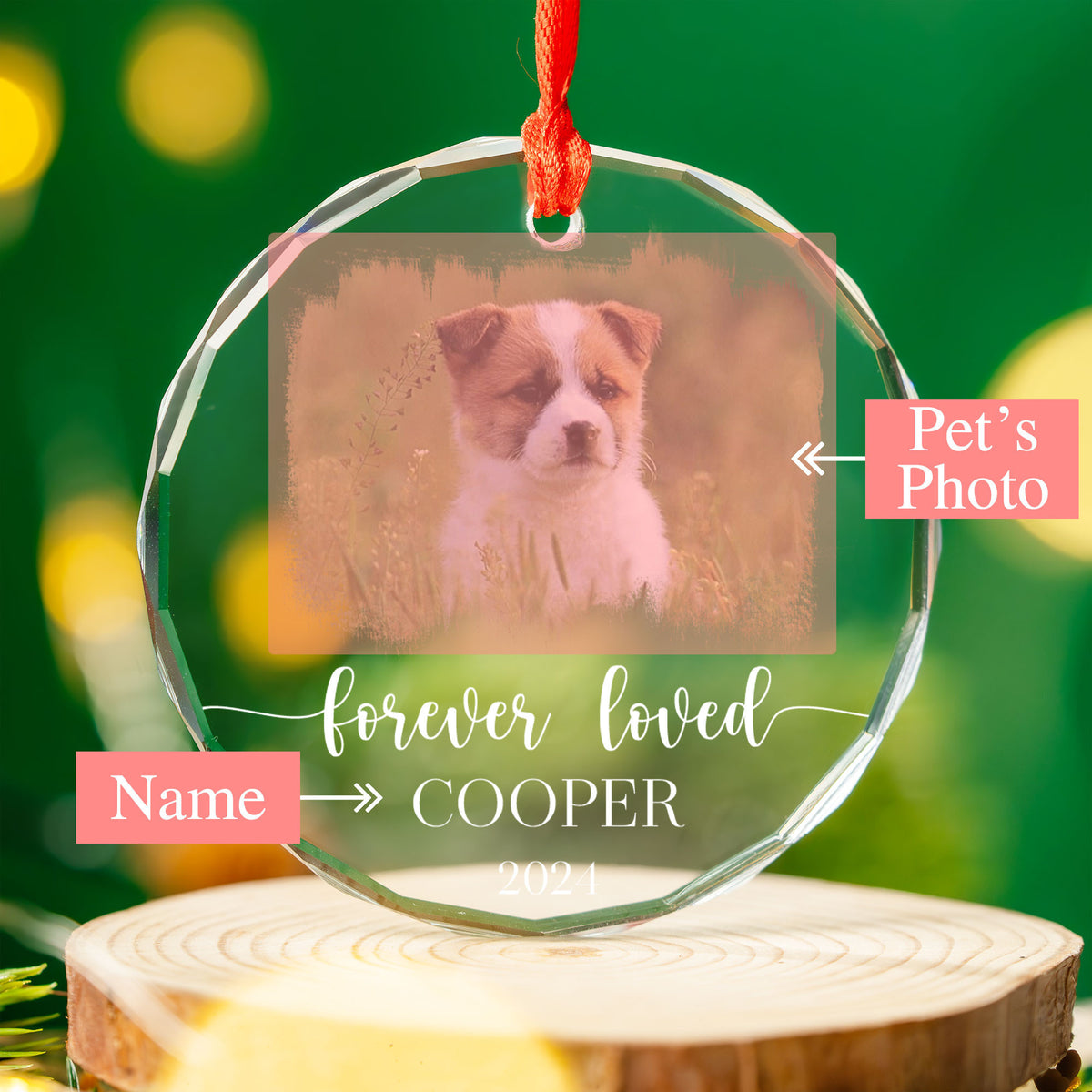 Personalized Forever Loved Dog Memorial Glass Christmas Ornament, Loss of Dog Gift - image 4