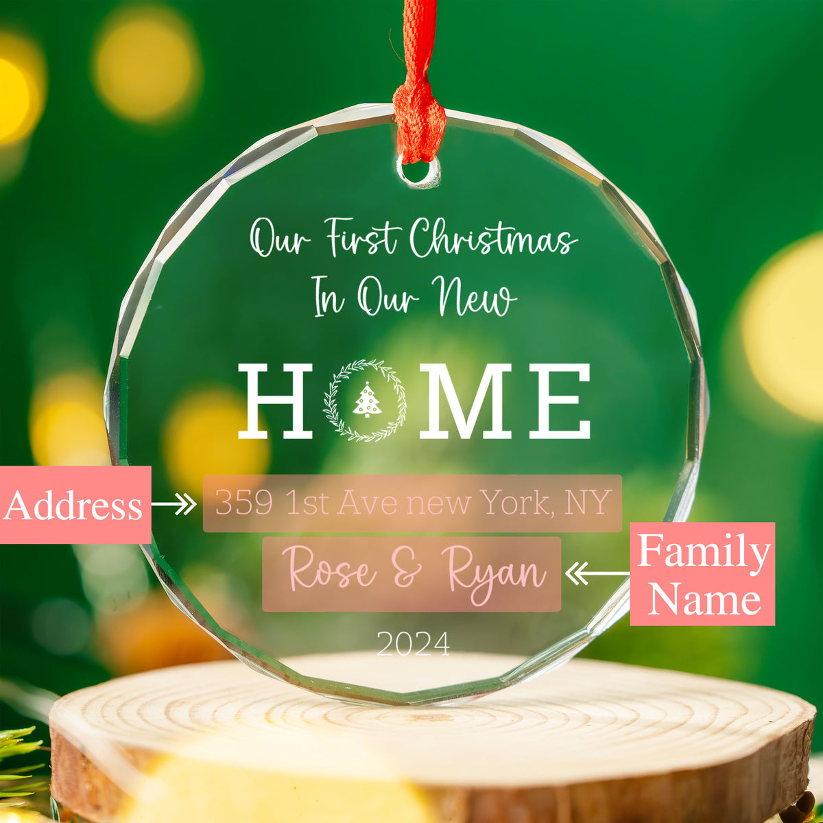 Personalized New Home Glass Christmas Ornament 2026, First Home Gift - image 5