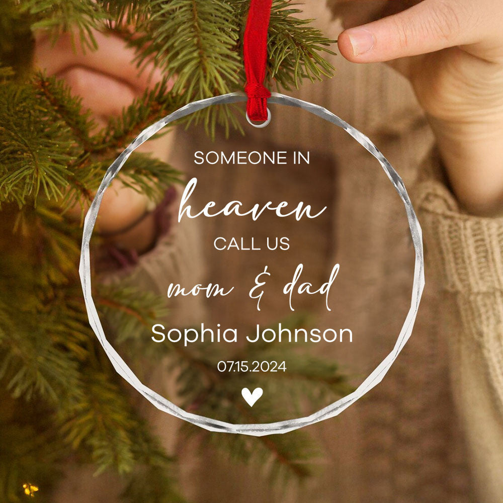 Personalized Angel Baby Miscarriage Glass Christmas Ornament, Pregnancy Loss Gift