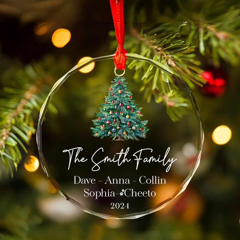 Personalized Clear Glass Family Christmas Ornament 2026, Family Names Gift - image 2