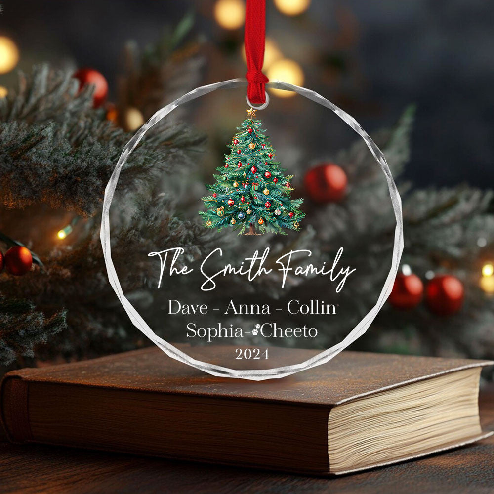 Personalized Clear Glass Family Christmas Ornament 2026, Family Names Gift - image 4