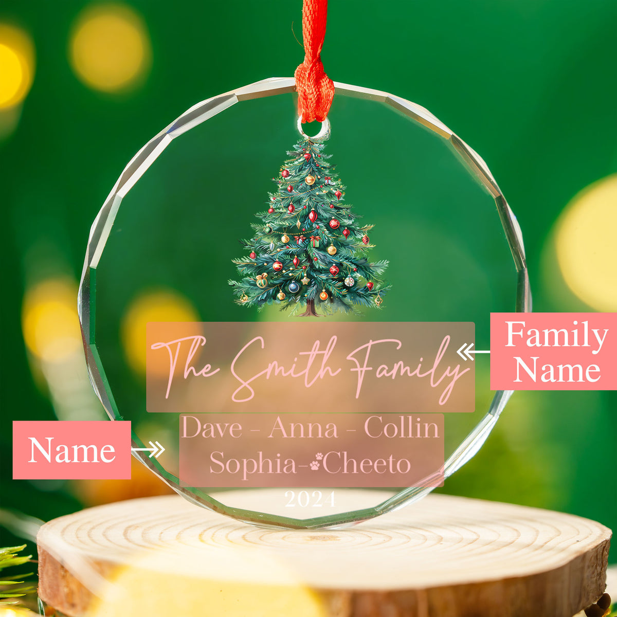 Personalized Clear Glass Family Christmas Ornament 2026, Family Names Gift - image 5