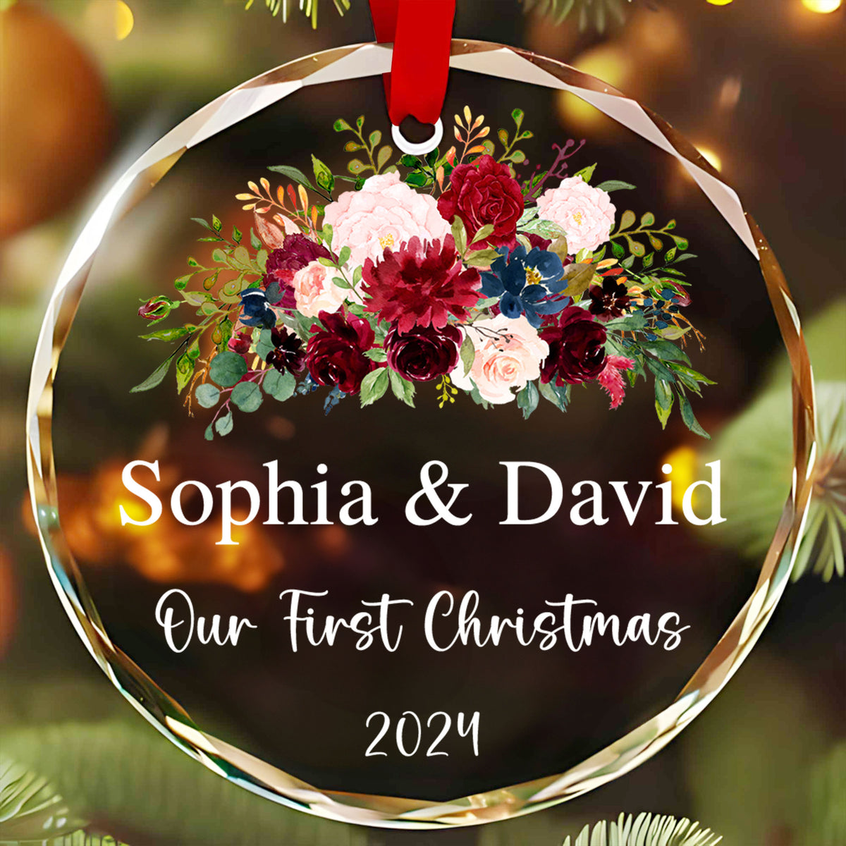 Personalized First Home Glass Christmas Ornament, Engagement Party Gift - image 2