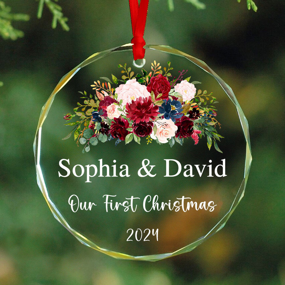 Personalized First Home Glass Christmas Ornament, Engagement Party Gift - image 3