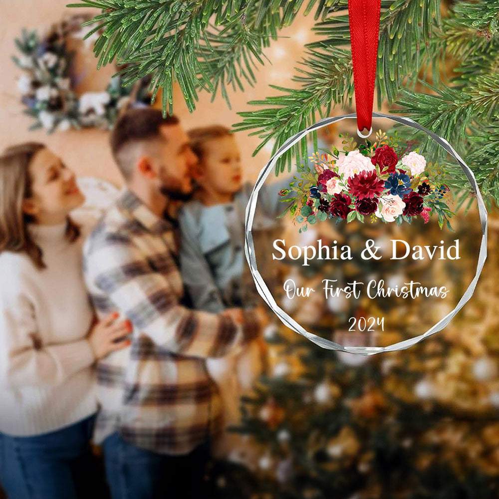 Personalized First Home Glass Christmas Ornament, Engagement Party Gift - image 4