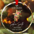 Personalized God Bless Baptism Glass Christmas Ornament, Baby Dedication Gift