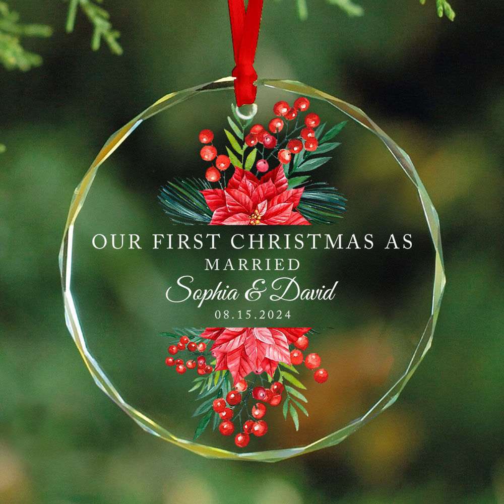 Personalized Our First Christmas as Married Glass Ornament, Wedding Keepsake Gift - image 5