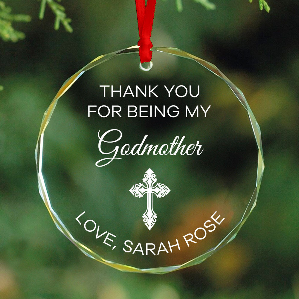 Personalized Thank You for Being My Godmother Glass Christmas Ornament, Godmother Gift - image 2