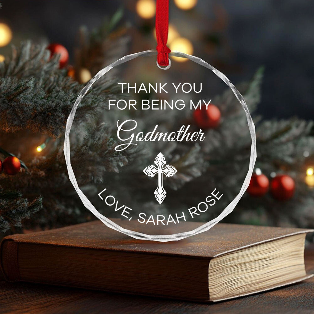Personalized Thank You for Being My Godmother Glass Christmas Ornament, Godmother Gift - image 6