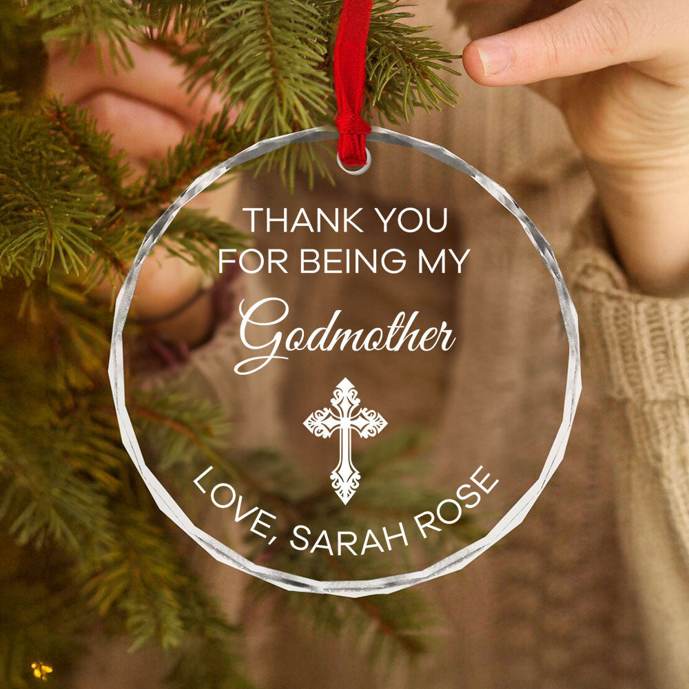 Personalized Thank You for Being My Godmother Glass Christmas Ornament, Godmother Gift - image 7