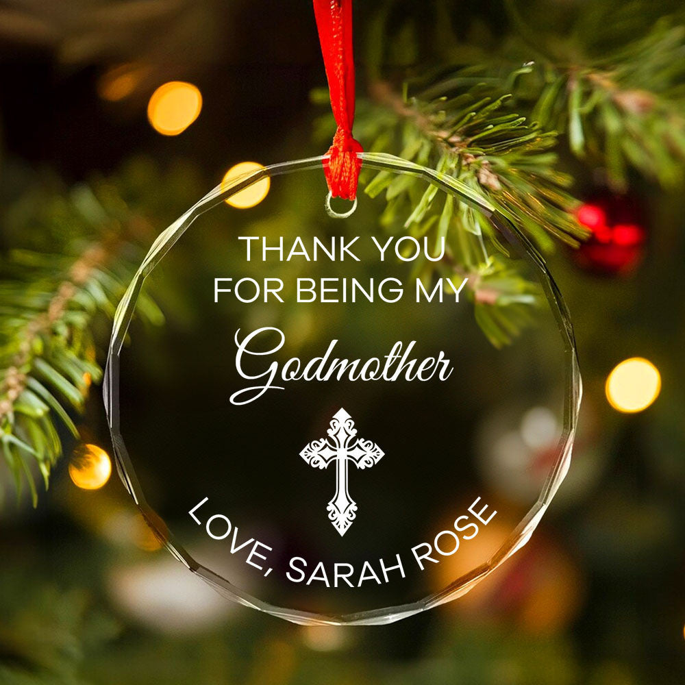 Personalized Thank You for Being My Godmother Glass Christmas Ornament, Godmother Gift - image 3