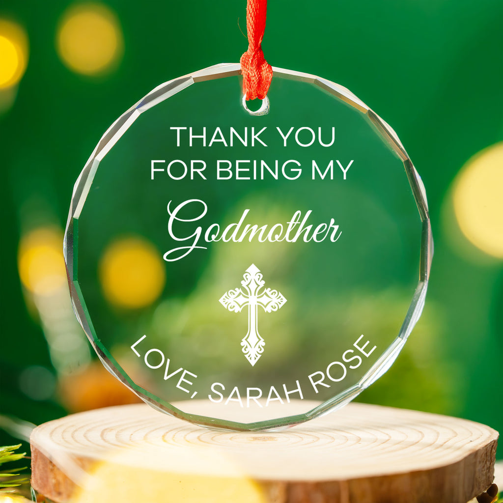 Personalized Thank You for Being My Godmother Glass Christmas Ornament, Godmother Gift - image 8
