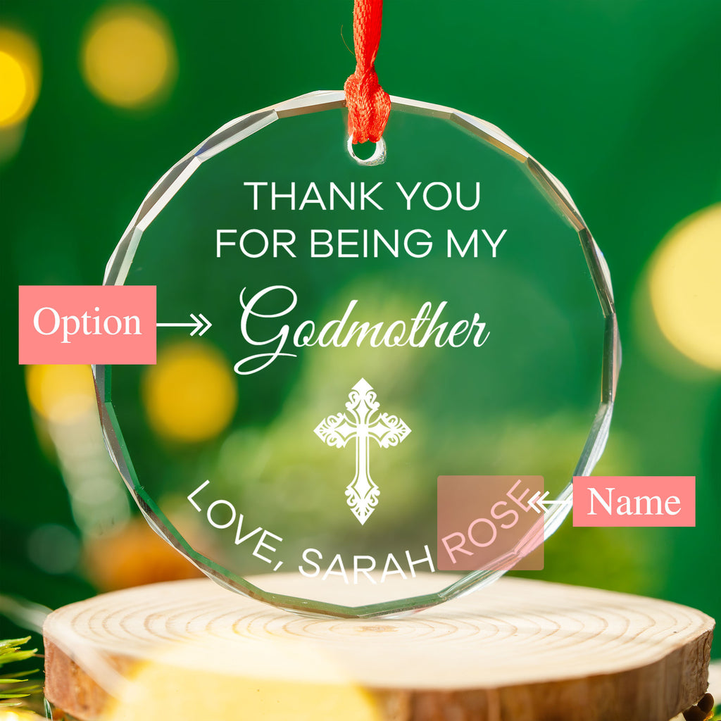 Personalized Thank You for Being My Godmother Glass Christmas Ornament, Godmother Gift - image 5