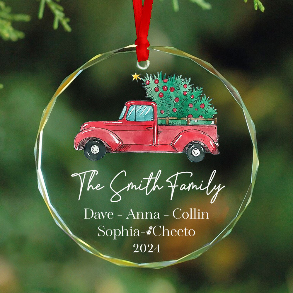 Personalized Family Glass Christmas Ornament with Pet Names 2026, Family Keepsake - image 2