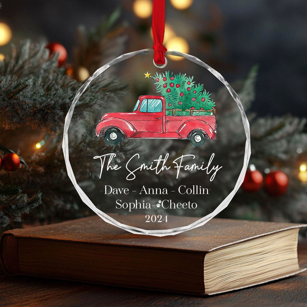 Personalized Family Glass Christmas Ornament with Pet Names 2026, Family Keepsake - image 3
