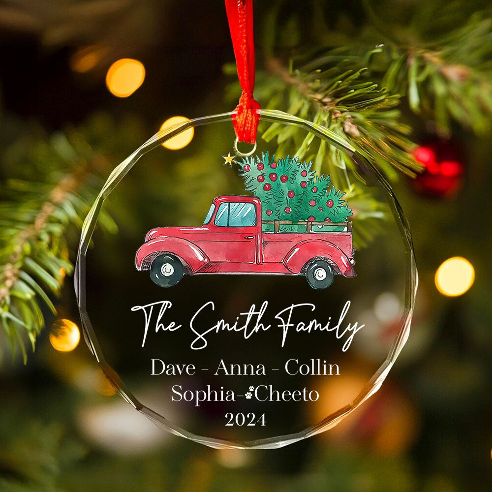 Personalized Family Glass Christmas Ornament with Pet Names 2026, Family Keepsake - image 5