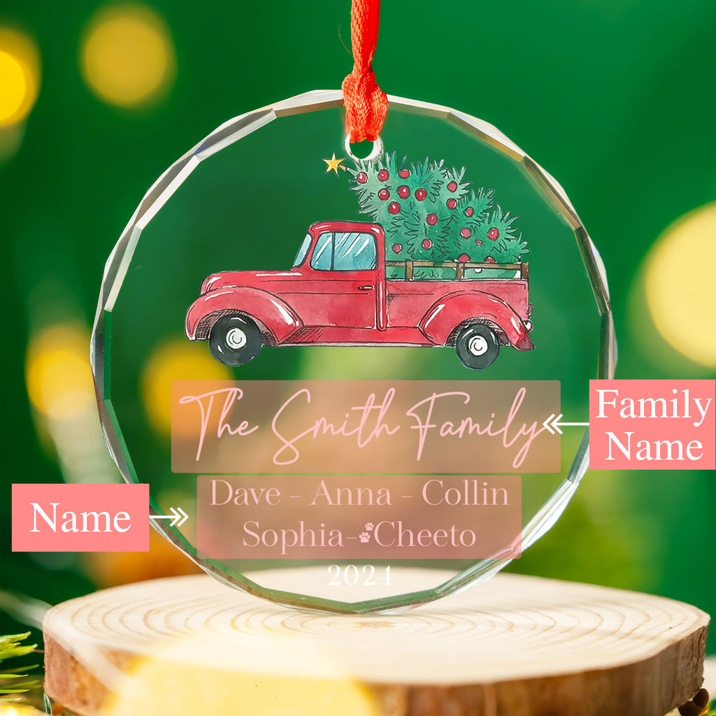Personalized Family Glass Christmas Ornament with Pet Names 2026, Family Keepsake - image 4