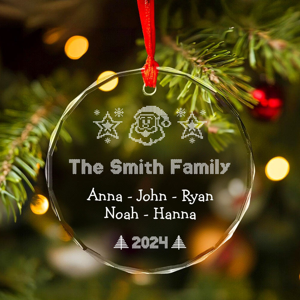 Personalized Santa Family Glass Christmas Ornament with Dog Names 2026, Christmas Gift - image 2